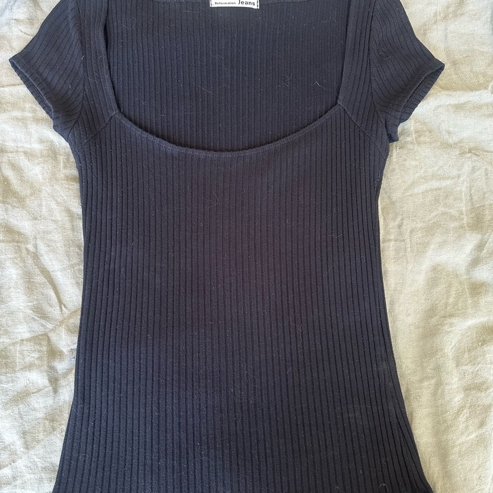 Black Ribbed Women's Reformation Top